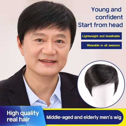 Full Head Men Hair Wig Easy to Use and Fit on Every Head Size Natural color